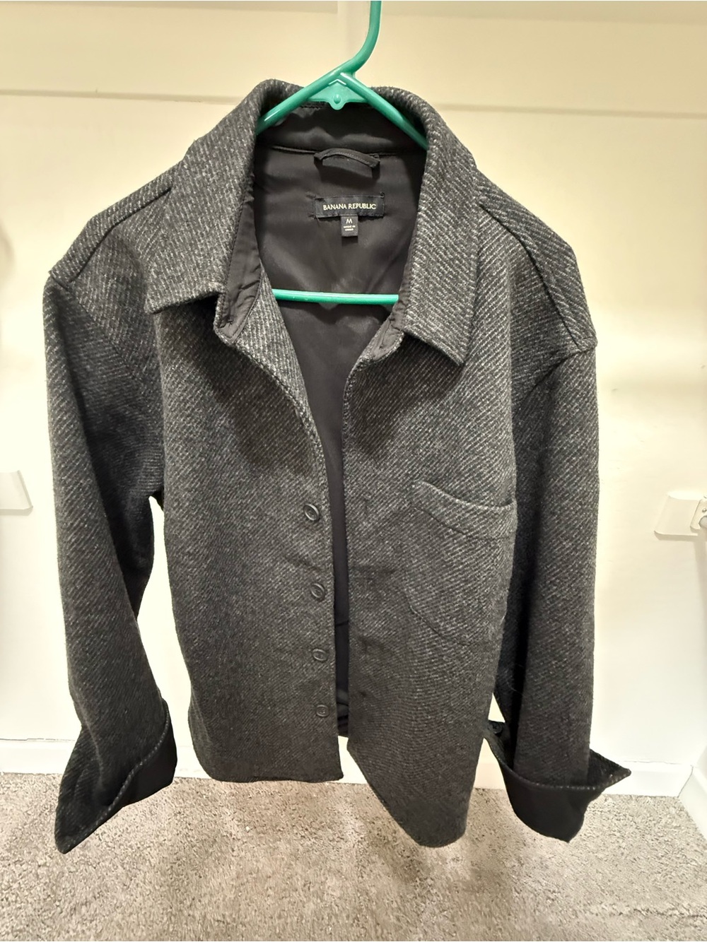 Banana Republic Men's Charcoal Gray Button-Up Shirt Jacket